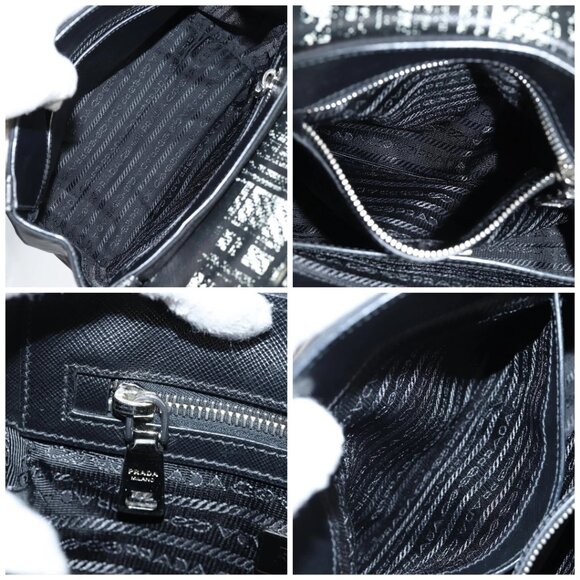 PRADA Hand Bag Nylon Leather 2way Black Silver Auth 116542AM - Picture 15 of 16